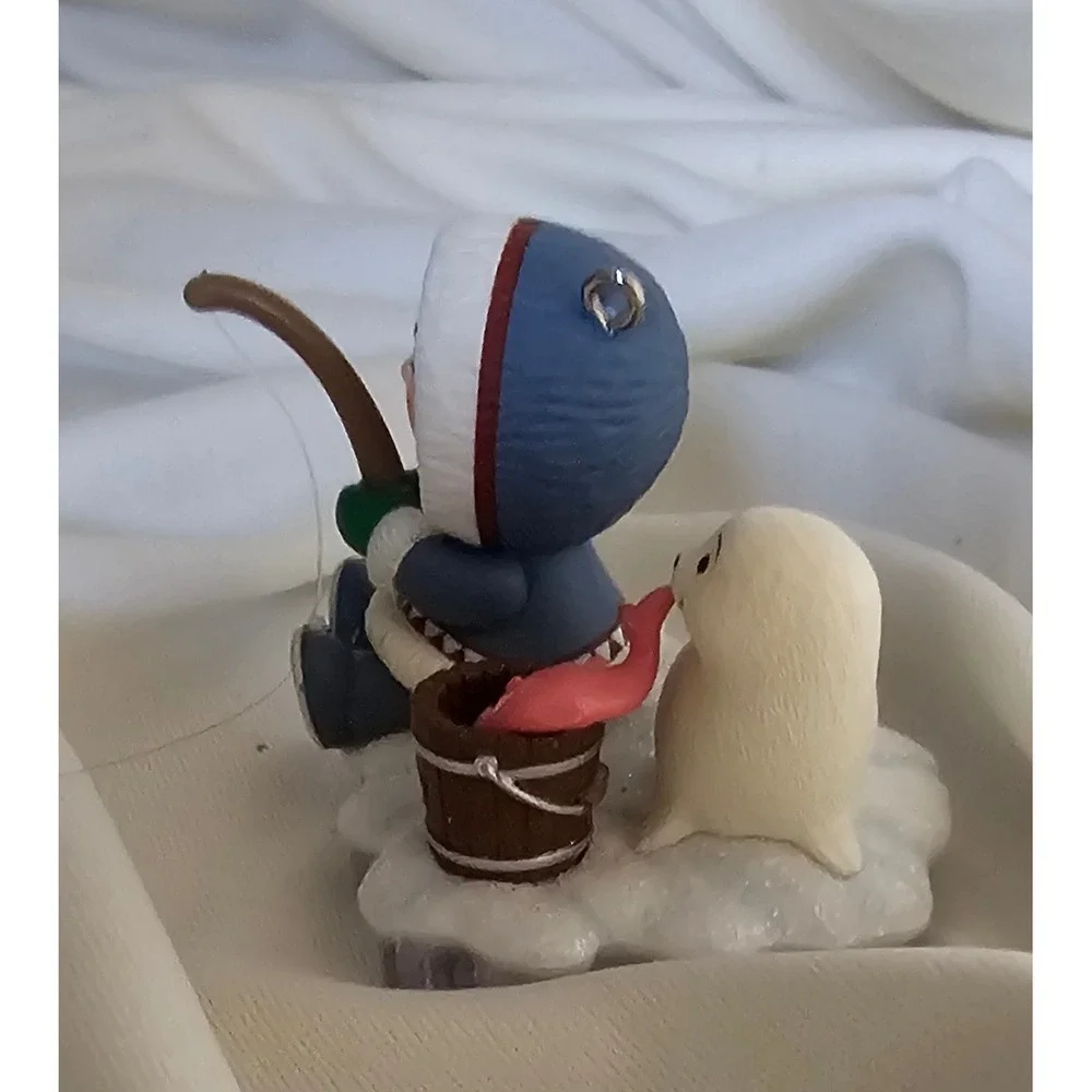 Hallmark Keepsake 2010 Ice Fishing Boy and Seal Christmas Ornament Dated Bucket